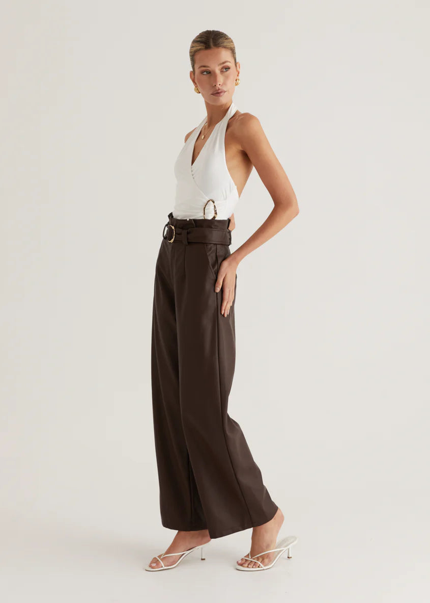 Mariah PU Pants - Espresso