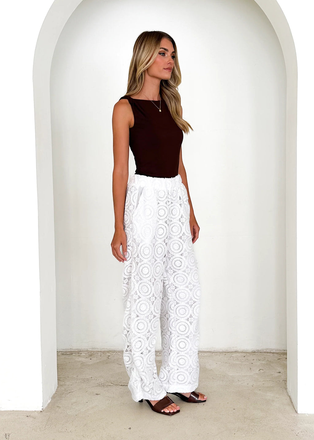 Hathaway Lace Pants - White