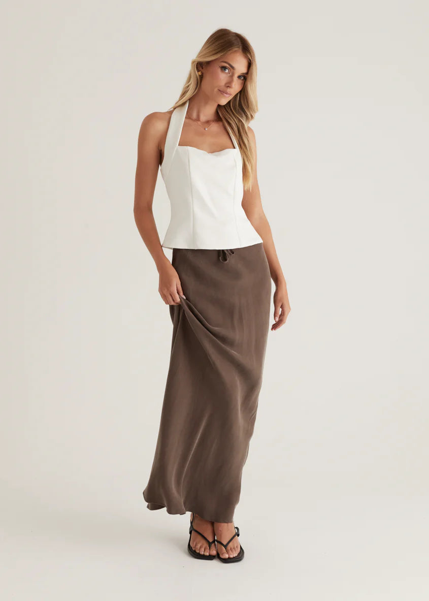 Klarey Cupro Maxi Skirt - Warm Grey