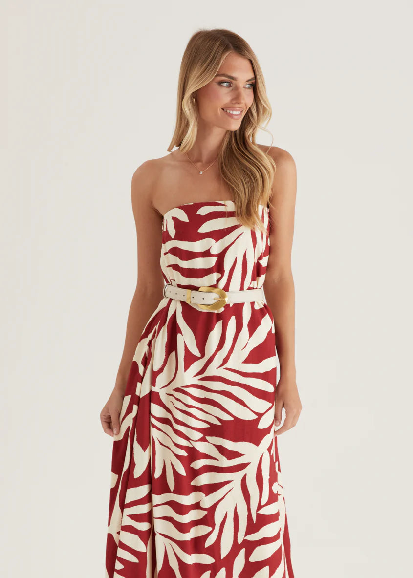 Remora Strapless Maxi Dress - Ruby Leaf
