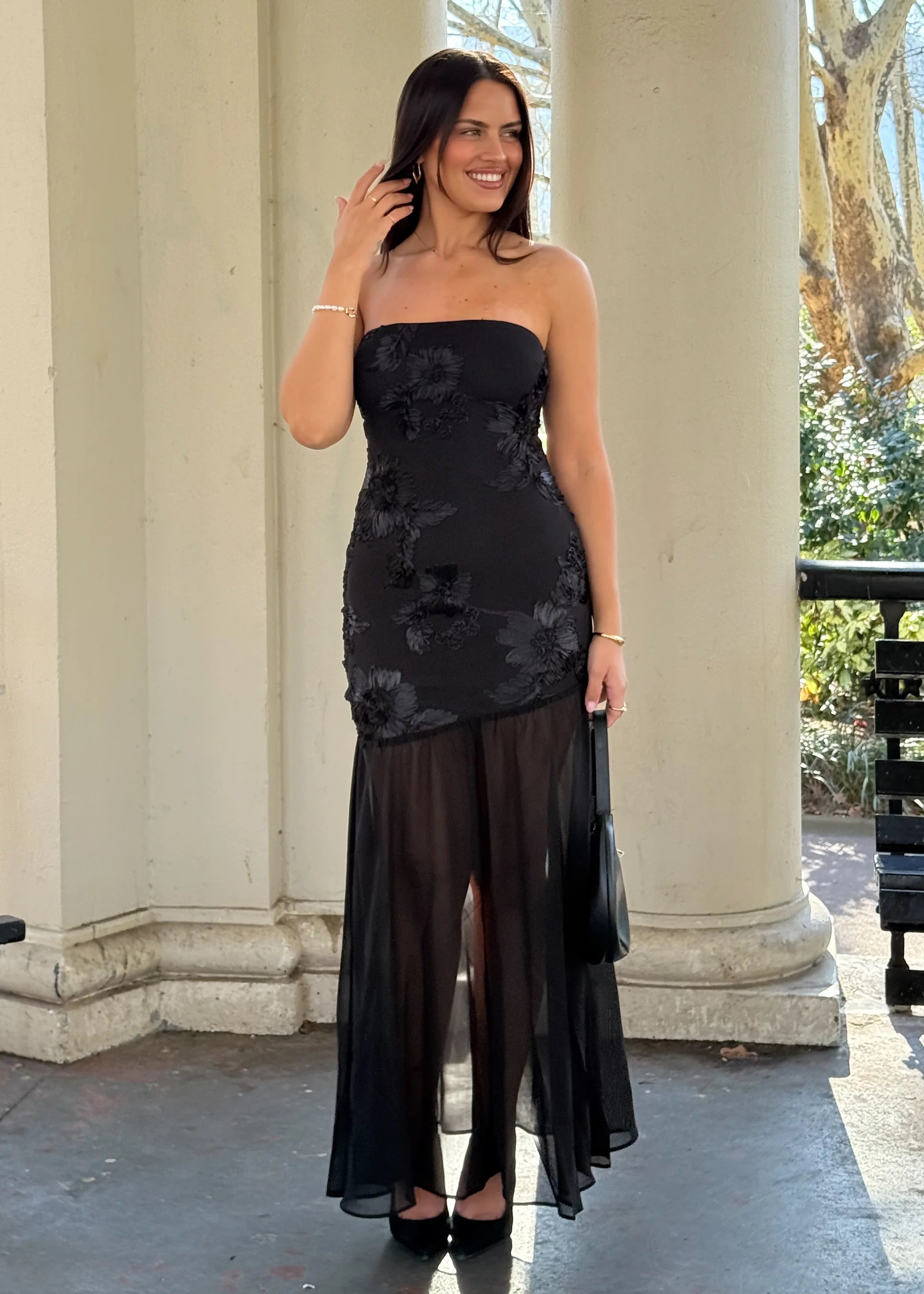 Prairie Strapless Maxi Dress - Black