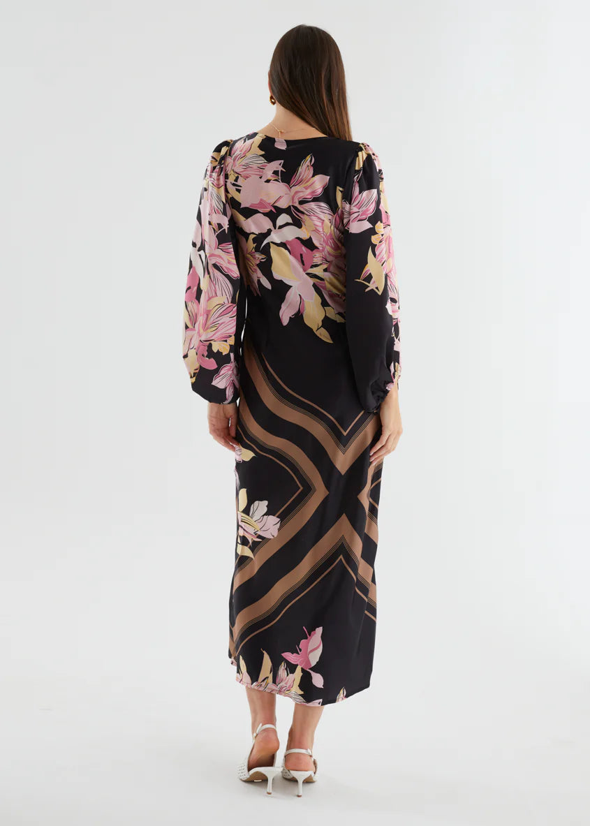 Stetha Maxi Dress - Black Floral