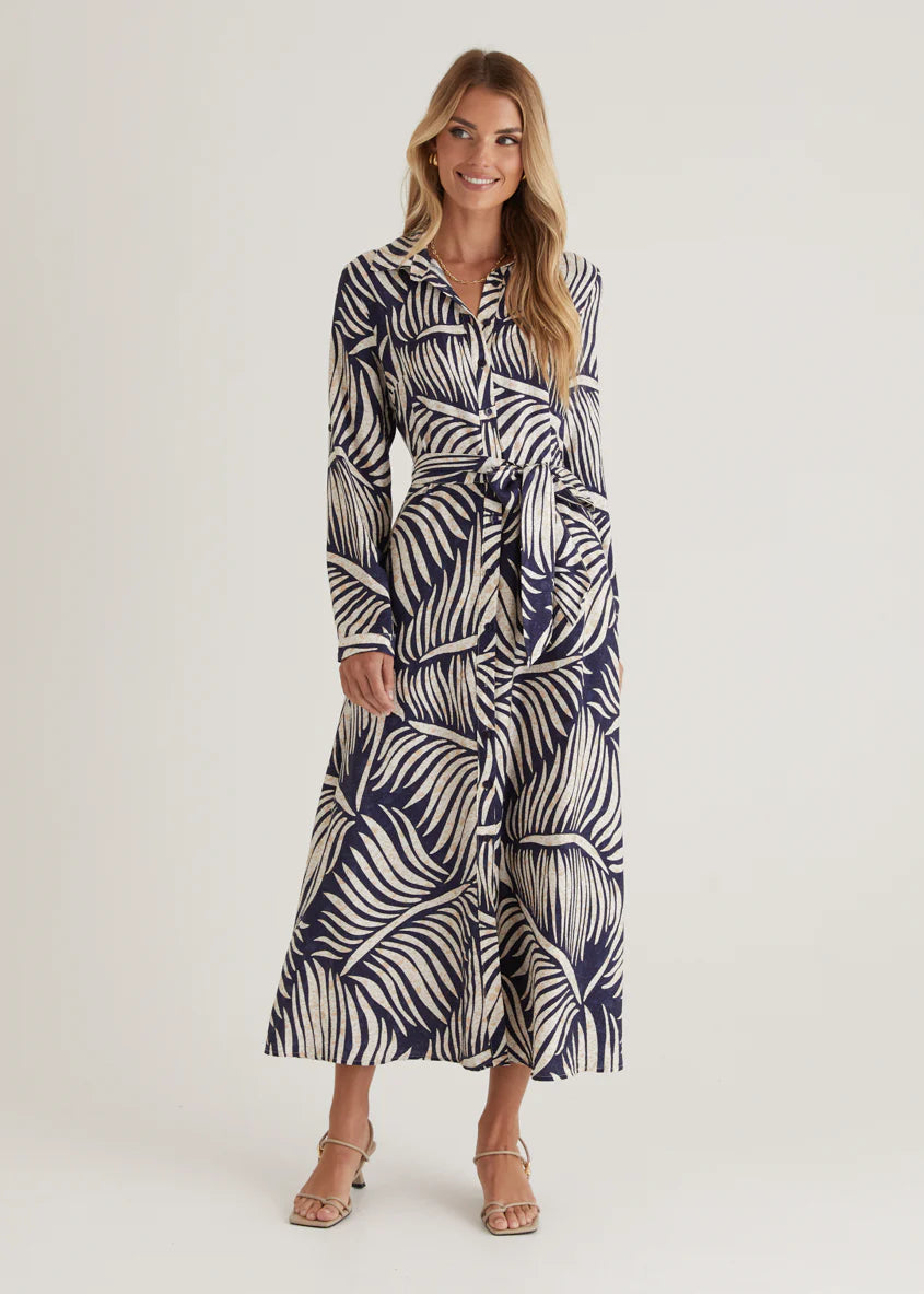 Luxe Midi Dress - Navy Fern