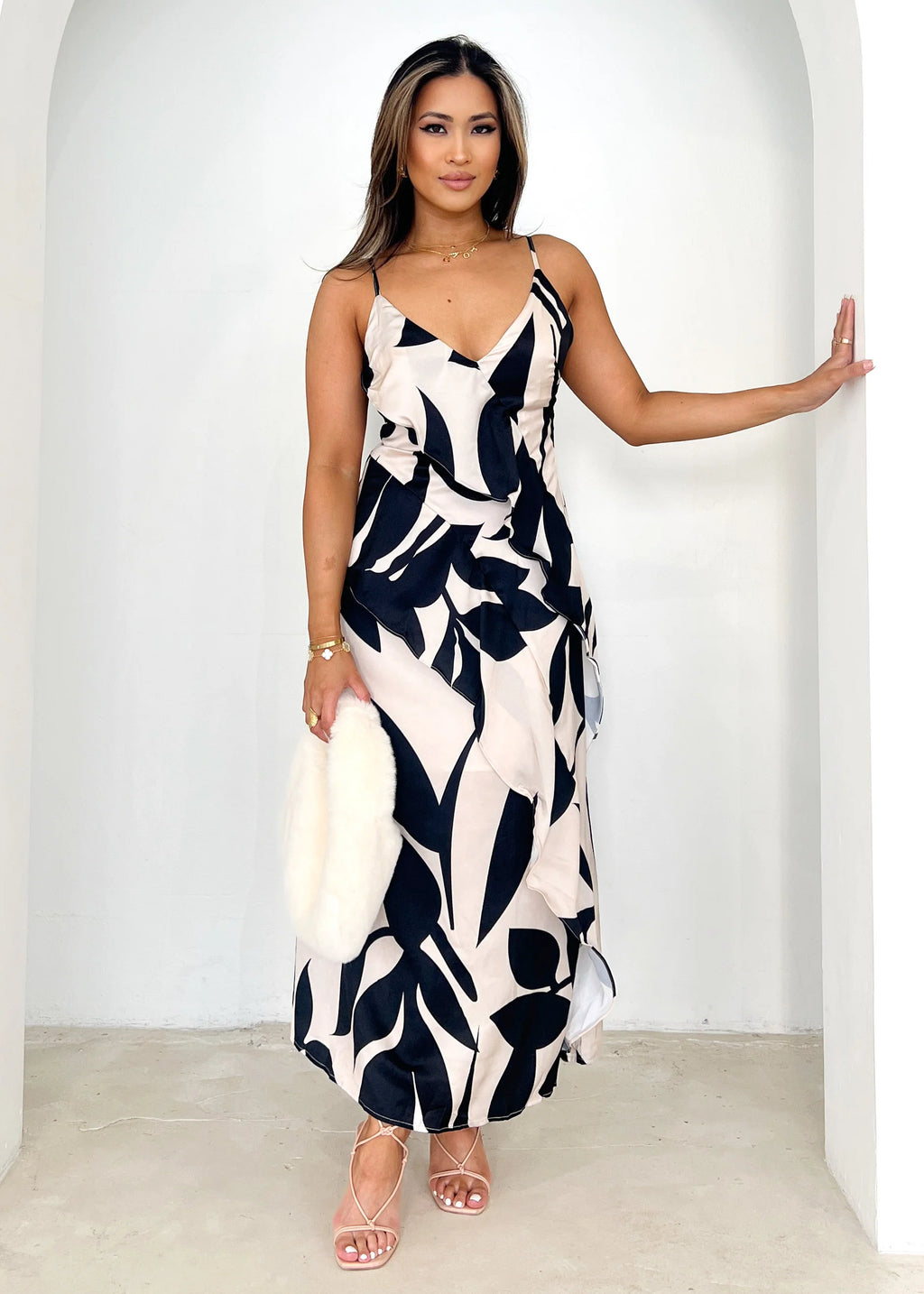 Melek Midi Dress - Champagne Leaf