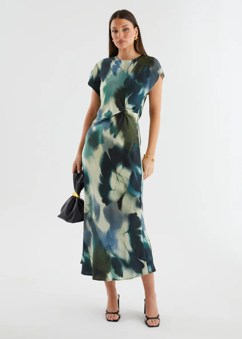 Odesza Maxi Dress - Olive Abstract