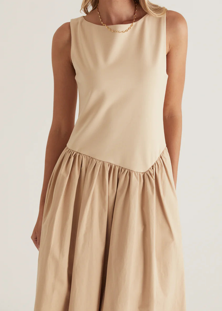 Annaleise Midi Dress - Beige